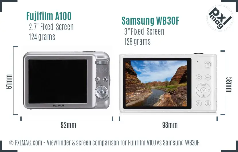 Fujifilm A100 vs Samsung WB30F Screen and Viewfinder comparison