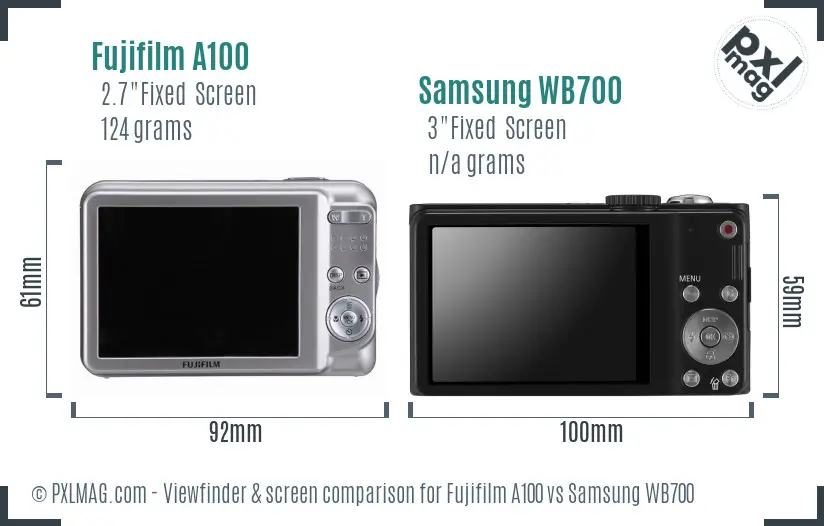 Fujifilm A100 vs Samsung WB700 Screen and Viewfinder comparison Fujifilm A100 vs Samsung WB700 Screen and Viewfinder comparison