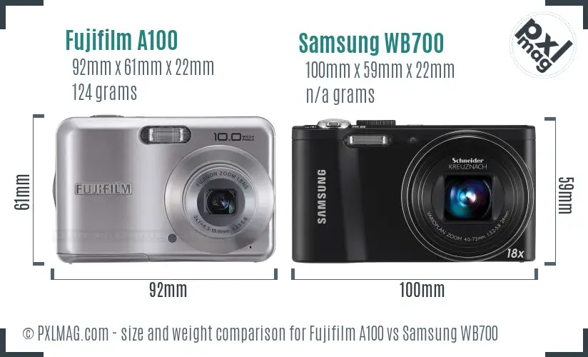 Fujifilm A100 vs Samsung WB700 size comparison Fujifilm A100 vs Samsung WB700 size comparison