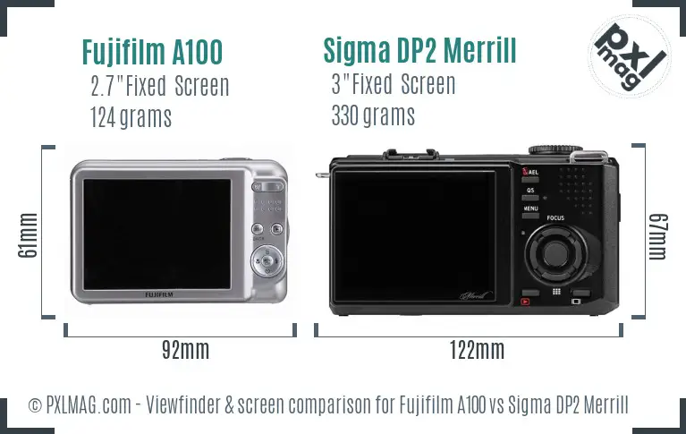 Fujifilm A100 vs Sigma DP2 Merrill Screen and Viewfinder comparison
