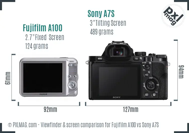 Fujifilm A100 vs Sony A7S Screen and Viewfinder comparison Fujifilm A100 vs Sony A7S Screen and Viewfinder comparison