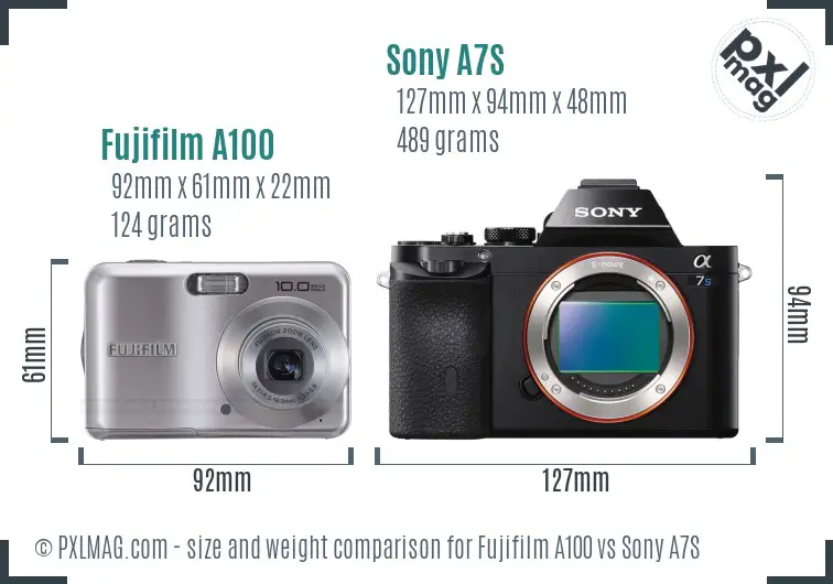 Fujifilm A100 vs Sony A7S size comparison Fujifilm A100 vs Sony A7S size comparison