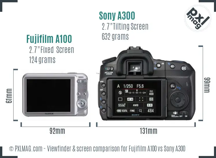 Fujifilm A100 vs Sony A300 Screen and Viewfinder comparison