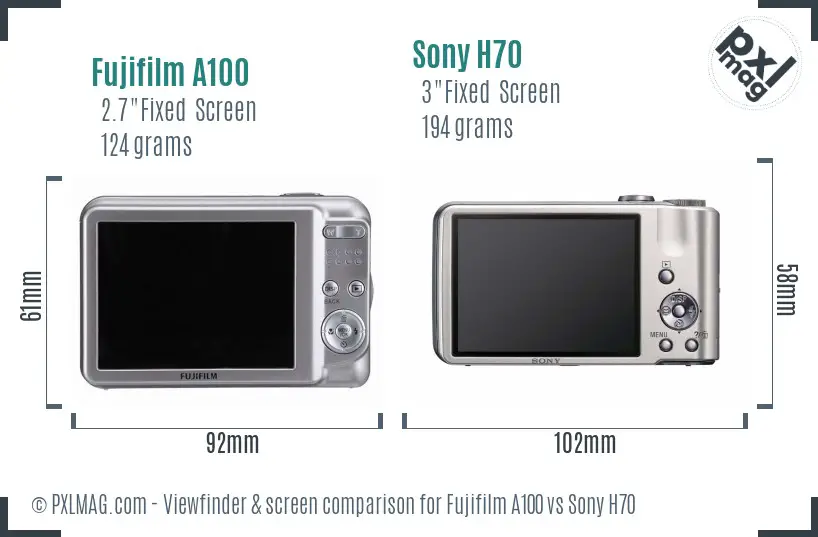 Fujifilm A100 vs Sony H70 Screen and Viewfinder comparison Fujifilm A100 vs Sony H70 Screen and Viewfinder comparison