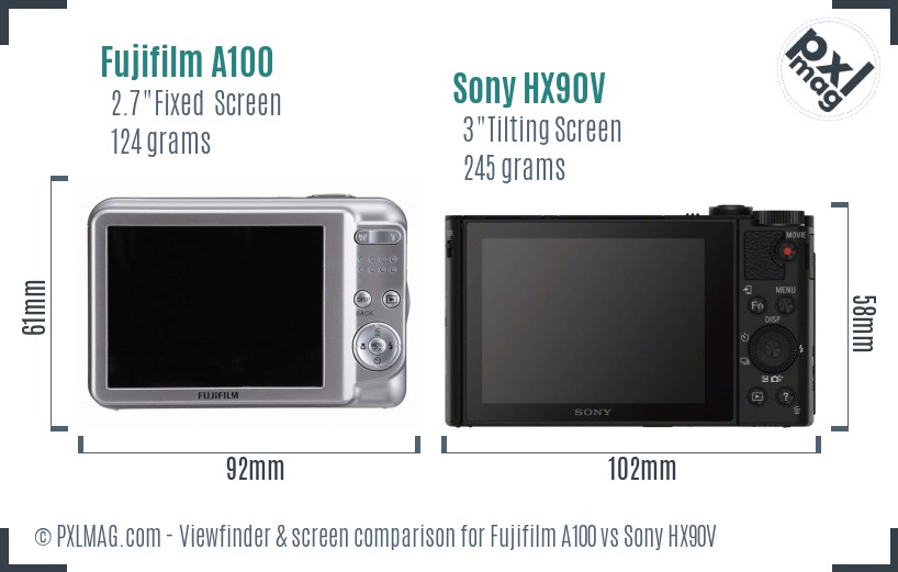 Fujifilm A100 vs Sony HX90V Screen and Viewfinder comparison