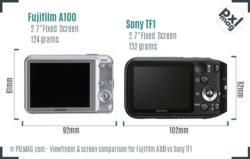 Fujifilm A100 vs Sony TF1 Screen and Viewfinder comparison
