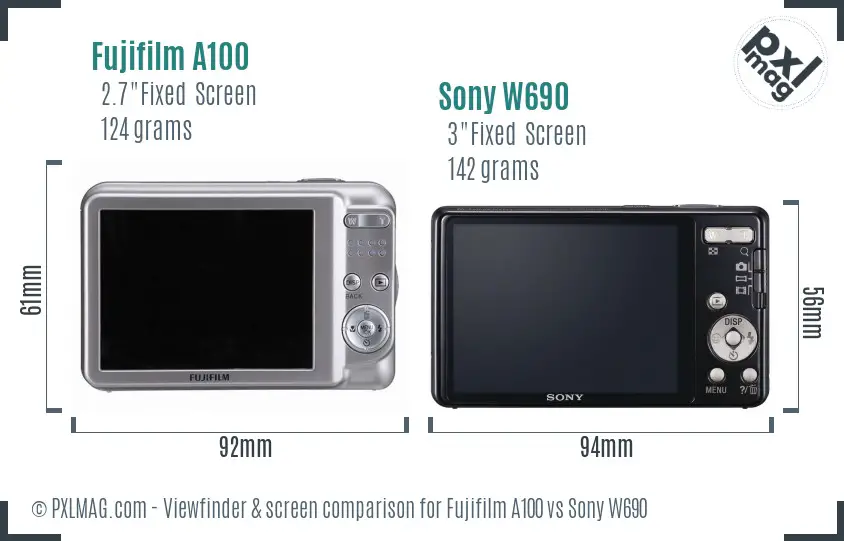 Fujifilm A100 vs Sony W690 Screen and Viewfinder comparison