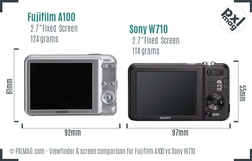 Fujifilm A100 vs Sony W710 Screen and Viewfinder comparison Fujifilm A100 vs Sony W710 Screen and Viewfinder comparison