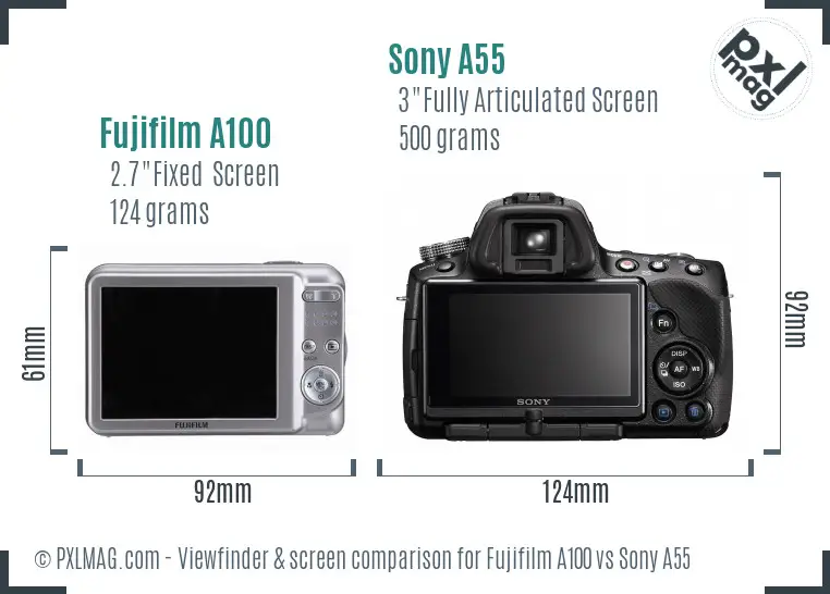 Fujifilm A100 vs Sony A55 Screen and Viewfinder comparison