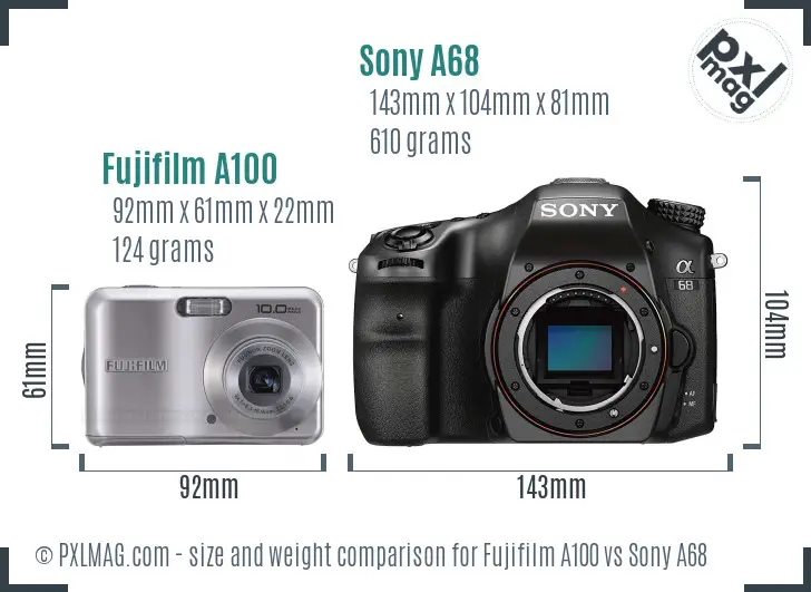 Fujifilm A100 vs Sony A68 size comparison Fujifilm A100 vs Sony A68 size comparison