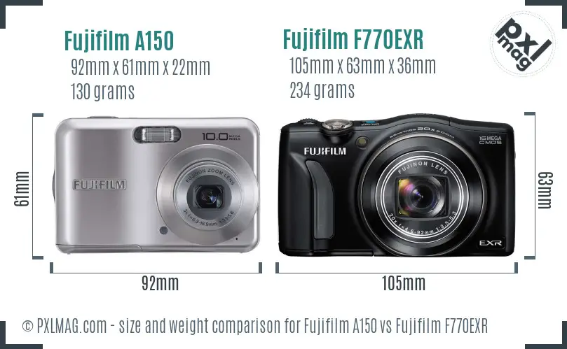 Fujifilm A150 vs Fujifilm F770EXR size comparison Fujifilm A150 vs Fujifilm F770EXR size comparison