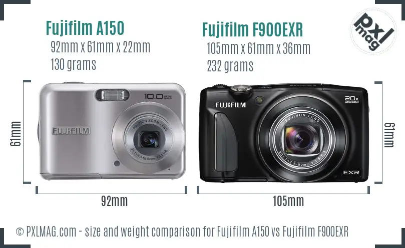 Fujifilm A150 vs Fujifilm F900EXR size comparison Fujifilm A150 vs Fujifilm F900EXR size comparison