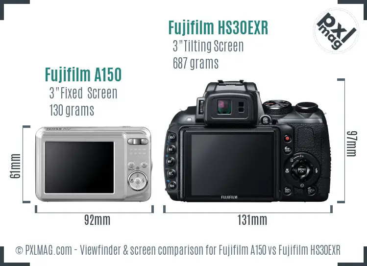 Fujifilm A150 vs Fujifilm HS30EXR Screen and Viewfinder comparison