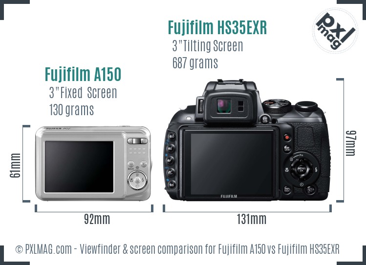 Fujifilm A150 vs Fujifilm HS35EXR Screen and Viewfinder comparison