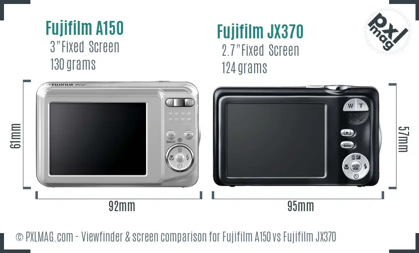 Fujifilm A150 vs Fujifilm JX370 Screen and Viewfinder comparison