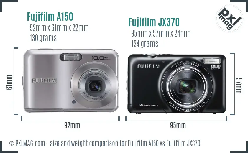 Fujifilm A150 vs Fujifilm JX370 size comparison
