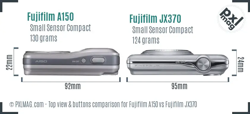 Fujifilm A150 vs Fujifilm JX370 top view buttons comparison