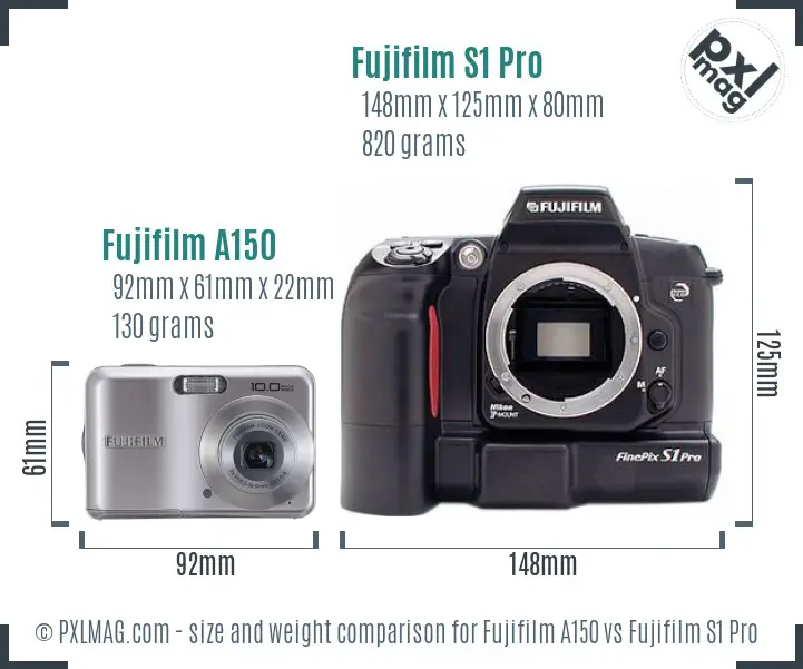 Fujifilm A150 vs Fujifilm S1 Pro size comparison Fujifilm A150 vs Fujifilm S1 Pro size comparison