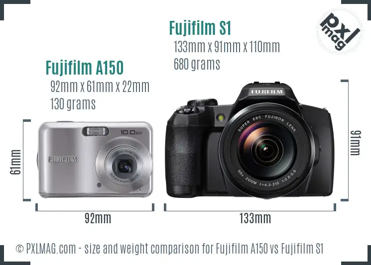 Fujifilm A150 vs Fujifilm S1 size comparison