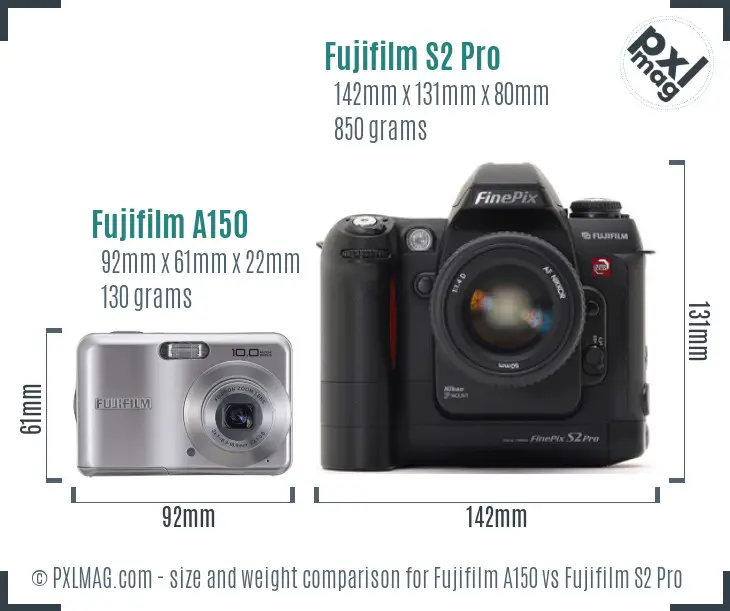 Fujifilm A150 vs Fujifilm S2 Pro size comparison Fujifilm A150 vs Fujifilm S2 Pro size comparison