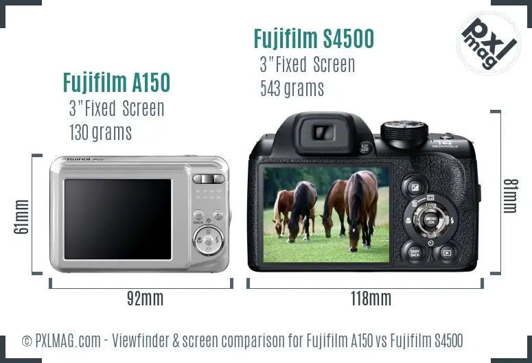 Fujifilm A150 vs Fujifilm S4500 Screen and Viewfinder comparison Fujifilm A150 vs Fujifilm S4500 Screen and Viewfinder comparison