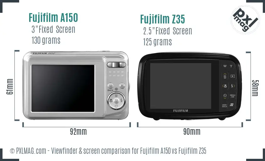 Fujifilm A150 vs Fujifilm Z35 Screen and Viewfinder comparison