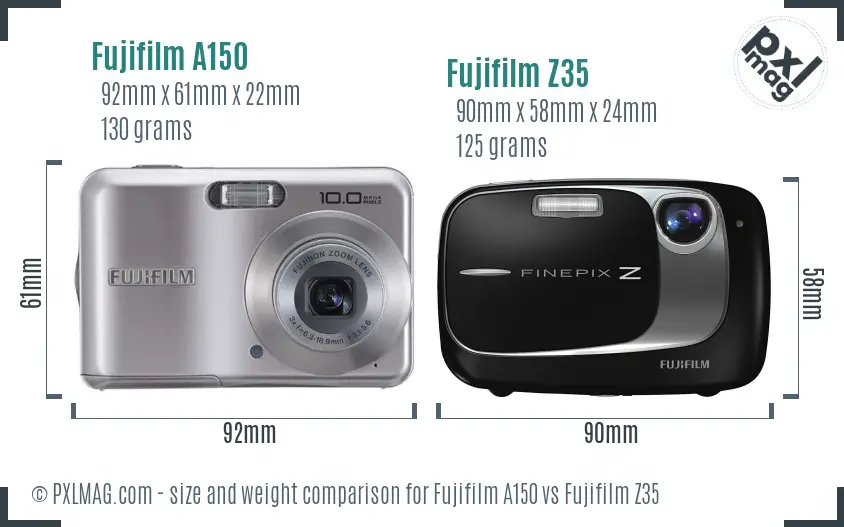 Fujifilm A150 vs Fujifilm Z35 size comparison