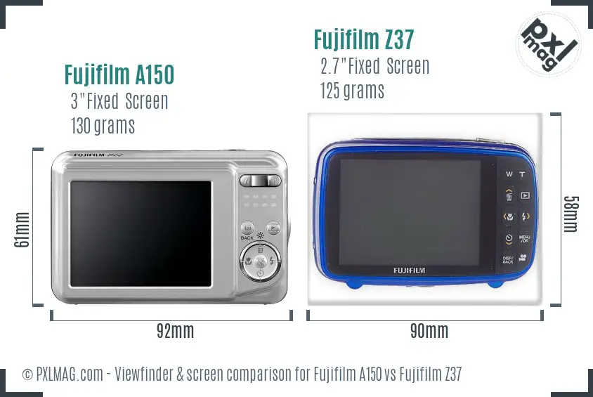 Fujifilm A150 vs Fujifilm Z37 Screen and Viewfinder comparison