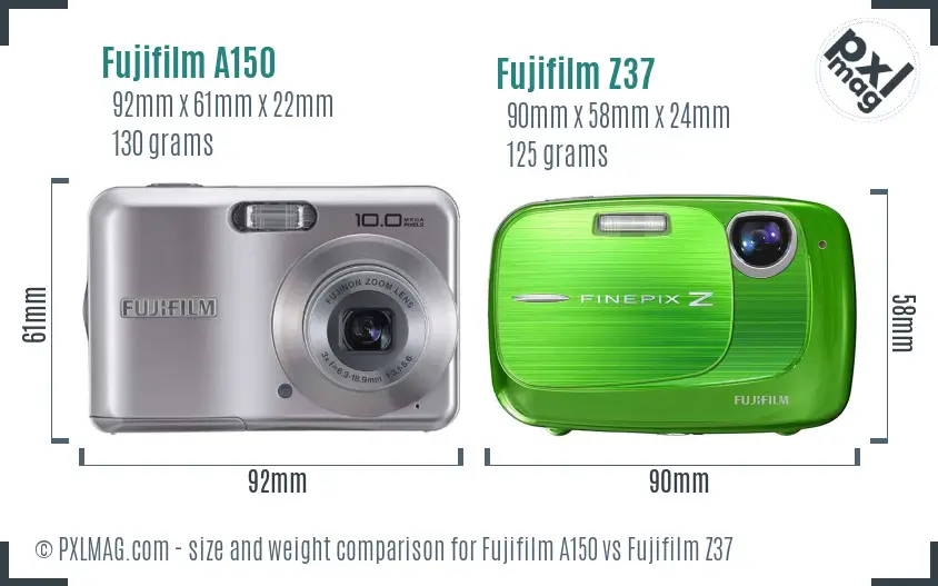 Fujifilm A150 vs Fujifilm Z37 size comparison