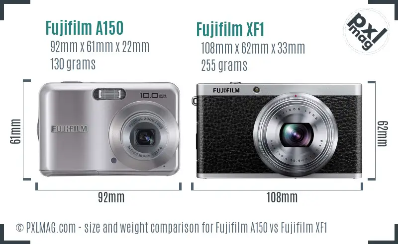 Fujifilm A150 vs Fujifilm XF1 size comparison