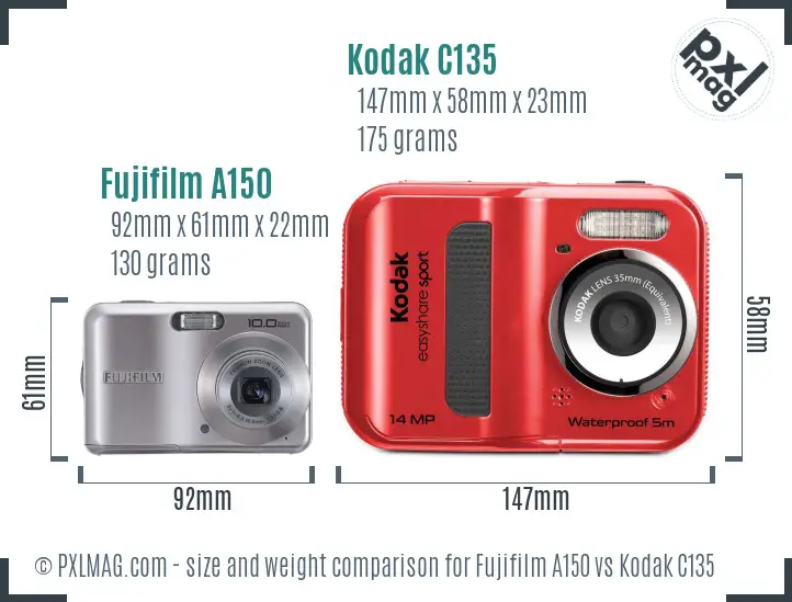 Fujifilm A150 vs Kodak C135 size comparison Fujifilm A150 vs Kodak C135 size comparison
