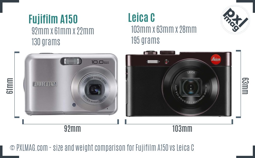 Fujifilm A150 vs Leica C size comparison