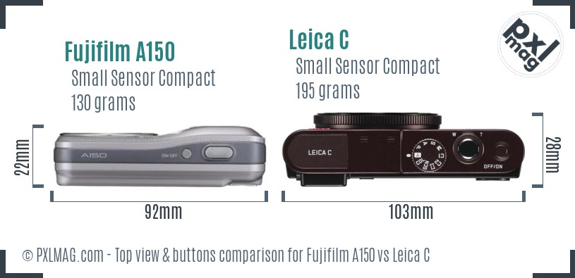 Fujifilm A150 vs Leica C top view buttons comparison