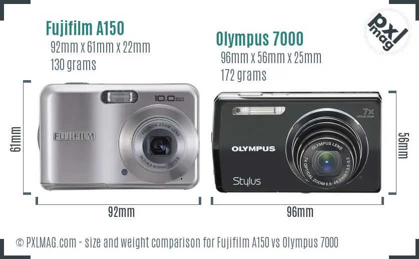 Fujifilm A150 vs Olympus 7000 size comparison Fujifilm A150 vs Olympus 7000 size comparison