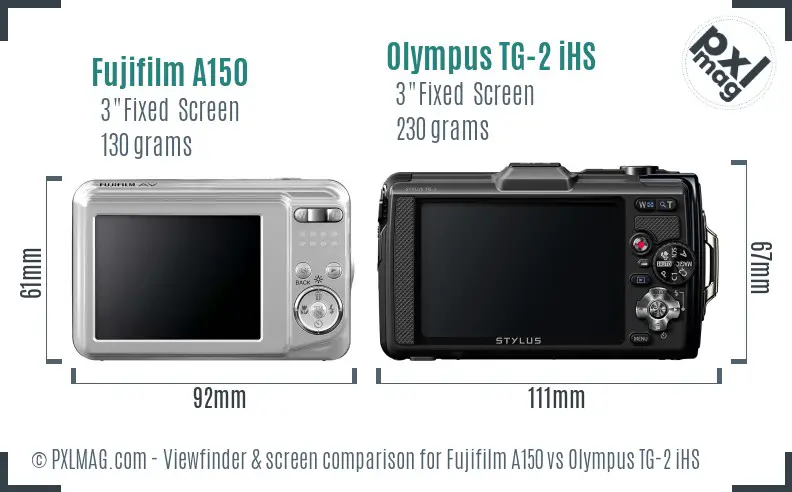 Fujifilm A150 vs Olympus TG-2 iHS Screen and Viewfinder comparison Fujifilm A150 vs Olympus TG-2 iHS Screen and Viewfinder comparison