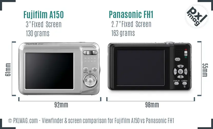 Fujifilm A150 vs Panasonic FH1 Screen and Viewfinder comparison