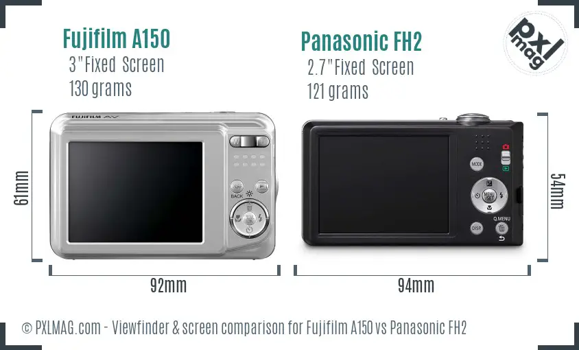 Fujifilm A150 vs Panasonic FH2 Screen and Viewfinder comparison
