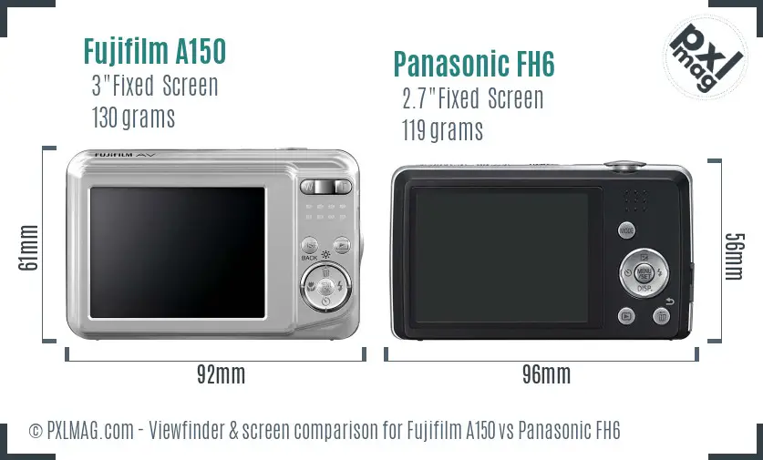 Fujifilm A150 vs Panasonic FH6 Screen and Viewfinder comparison