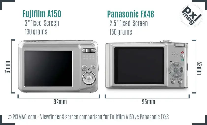 Fujifilm A150 vs Panasonic FX48 Screen and Viewfinder comparison