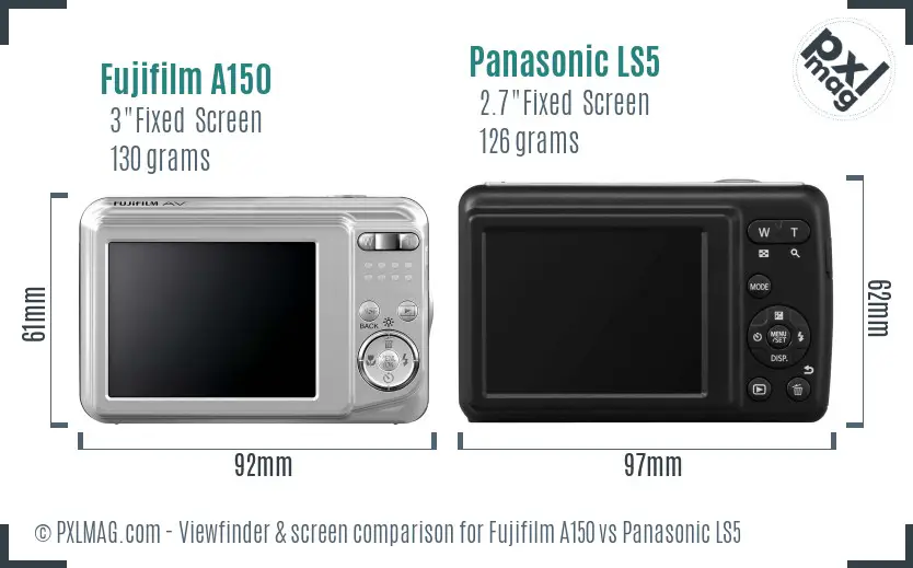 Fujifilm A150 vs Panasonic LS5 Screen and Viewfinder comparison