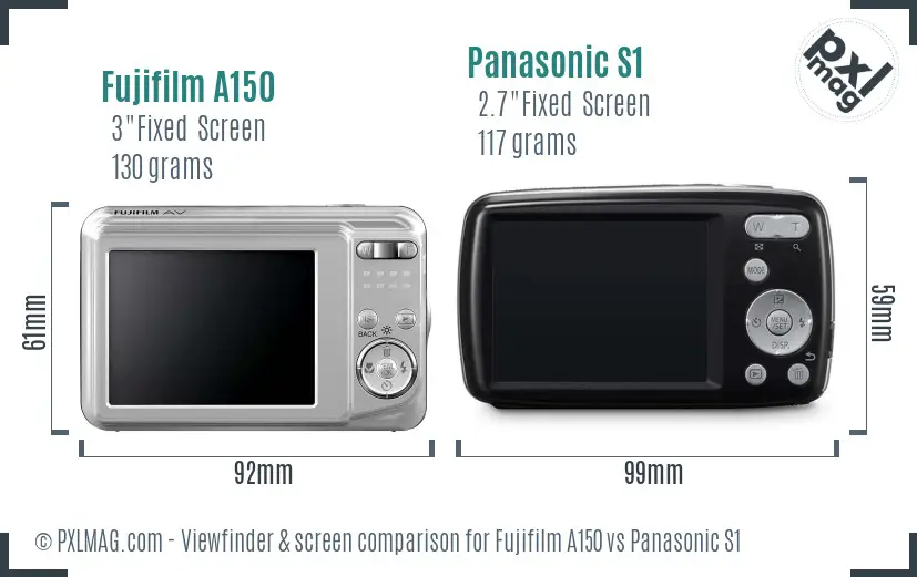 Fujifilm A150 vs Panasonic S1 Screen and Viewfinder comparison