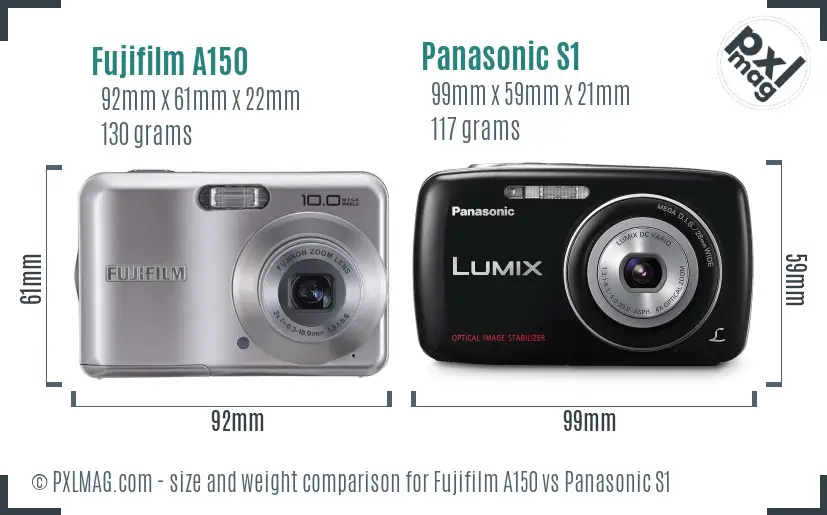 Fujifilm A150 vs Panasonic S1 size comparison