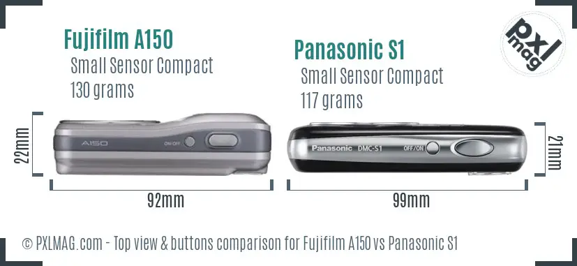 Fujifilm A150 vs Panasonic S1 top view buttons comparison