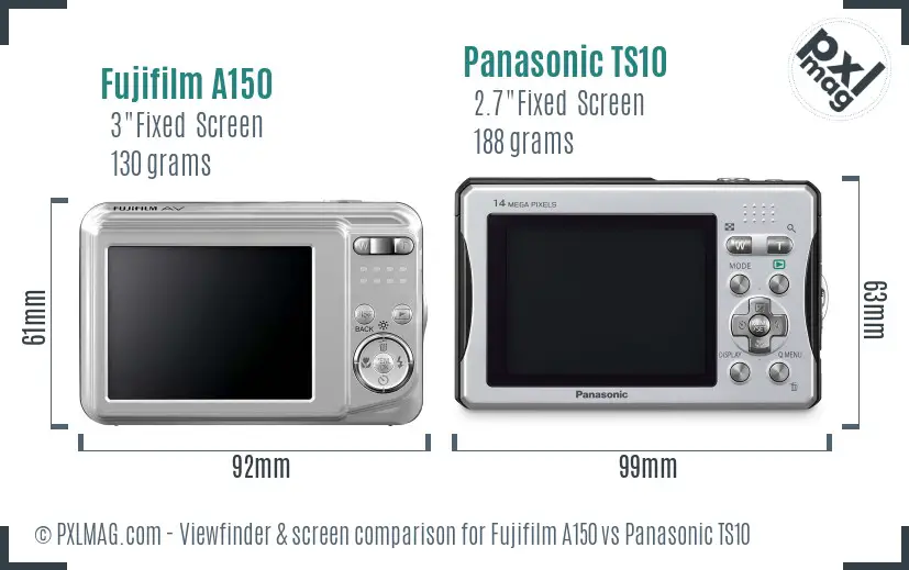 Fujifilm A150 vs Panasonic TS10 Screen and Viewfinder comparison Fujifilm A150 vs Panasonic TS10 Screen and Viewfinder comparison