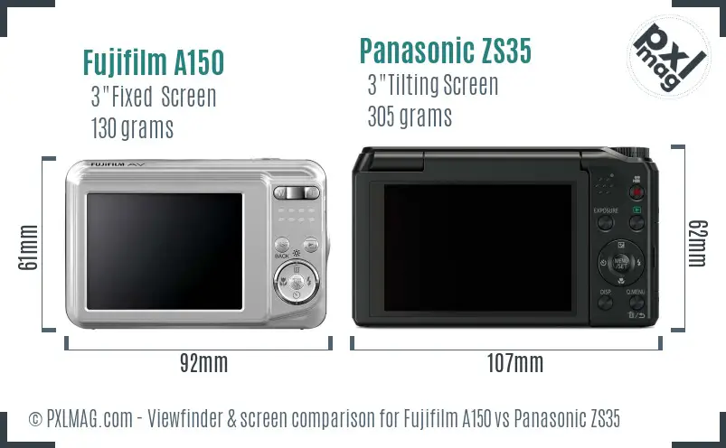 Fujifilm A150 vs Panasonic ZS35 Screen and Viewfinder comparison Fujifilm A150 vs Panasonic ZS35 Screen and Viewfinder comparison