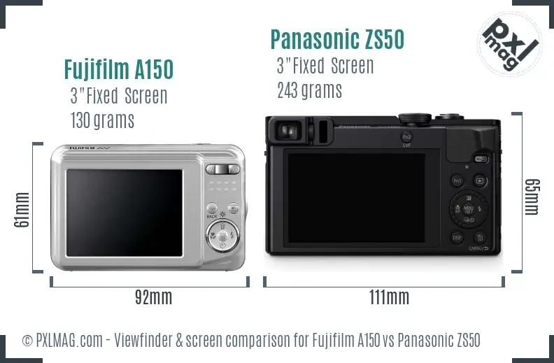 Fujifilm A150 vs Panasonic ZS50 Screen and Viewfinder comparison Fujifilm A150 vs Panasonic ZS50 Screen and Viewfinder comparison