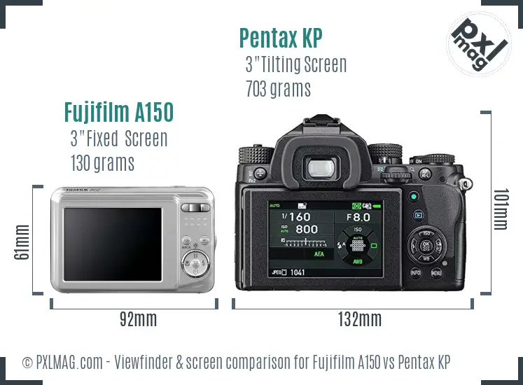 Fujifilm A150 vs Pentax KP Screen and Viewfinder comparison