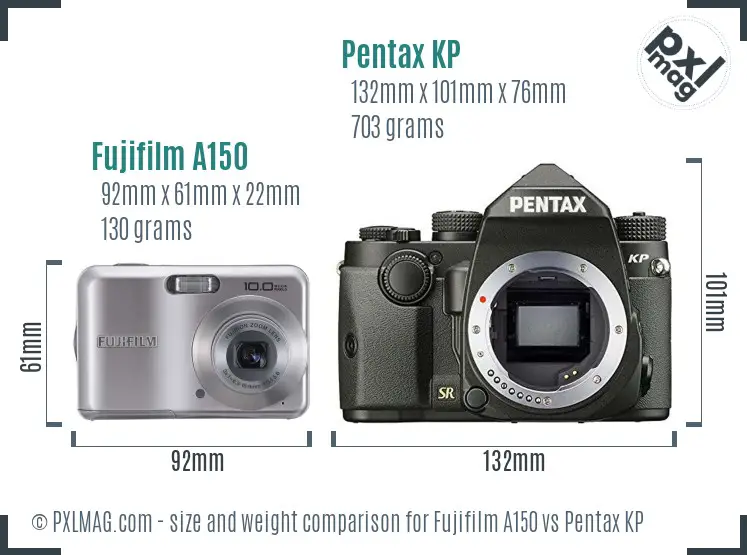 Fujifilm A150 vs Pentax KP size comparison