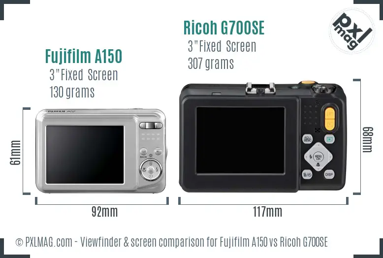 Fujifilm A150 vs Ricoh G700SE Screen and Viewfinder comparison