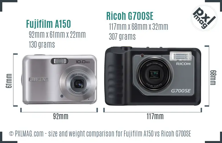 Fujifilm A150 vs Ricoh G700SE size comparison Fujifilm A150 vs Ricoh G700SE size comparison